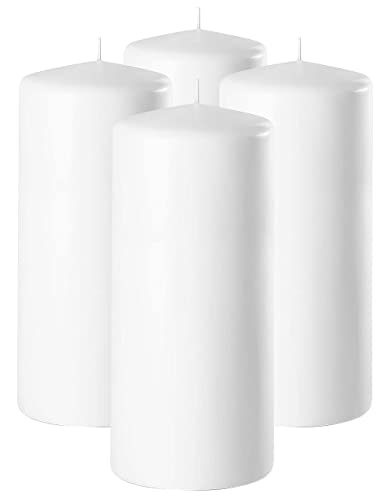 Hyoola White Pillar Candles 2x6 Inch - 4 Pack Unscented Pillar Candles - European Made