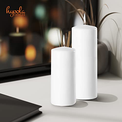 Hyoola White Pillar Candles 2x6 Inch - 4 Pack Unscented Pillar Candles - European Made