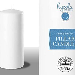 Hyoola White Pillar Candles 2x6 Inch - 4 Pack Unscented Pillar Candles - European Made