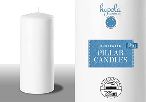 Hyoola White Pillar Candles 2x6 Inch - 4 Pack Unscented Pillar Candles - European Made