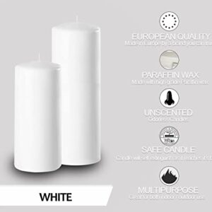 Hyoola White Pillar Candles 2x6 Inch - 4 Pack Unscented Pillar Candles - European Made