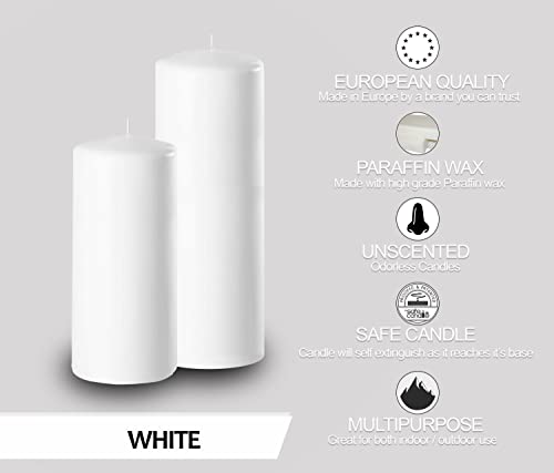 Hyoola White Pillar Candles 2x6 Inch - 4 Pack Unscented Pillar Candles - European Made