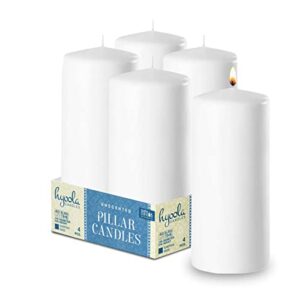 Hyoola White Pillar Candles 2x6 Inch - 4 Pack Unscented Pillar Candles - European Made