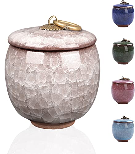 Small Urns for Human Ashes - Token Urns - Ceramic Memorial Keepsake Cremation Urns - Beautiful Mini Sharing Funeral Urns with Black Premium Box (White)