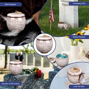 Small Urns for Human Ashes - Token Urns - Ceramic Memorial Keepsake Cremation Urns - Beautiful Mini Sharing Funeral Urns with Black Premium Box (White)