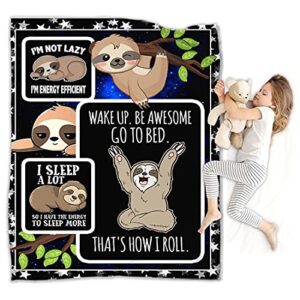 baiveav sloth blanket cute cartoon sloth blanket throw for adult kids sloth lover fleece blanket 50″x40″ lightweight flannel blanket for couch bed sofa