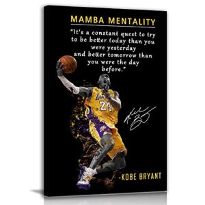 kobe bryant inspirational poster canvas wall art • mamba mentality quote canvas wall art • basketball player sports home decor • motivational artwork for home,office,gym wall decor framed ready to hang