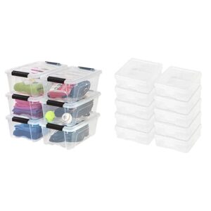 iris usa, inc. tb-42 12 quart stack & pull box, clear, 6 stack and pull with iris small modular supply case, 10 pack, clear