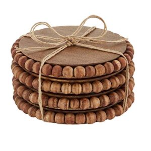 mud pie beaded wood coaster set of 4