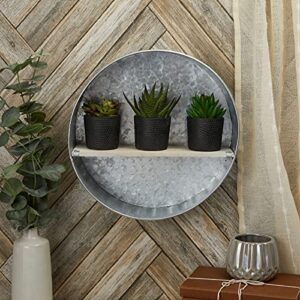 Farmlyn Creek Rustic Floating Circular Shelf for Home, Farmhouse Galvanized Wall Décor (12.5 x 4 in)