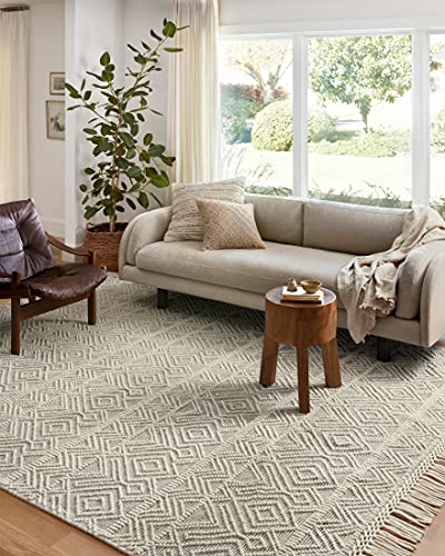 Loloi II Noelle Collection NOE-07 Ivory/Grey, Geometric Area Rug 9'-0" x 12'-0"