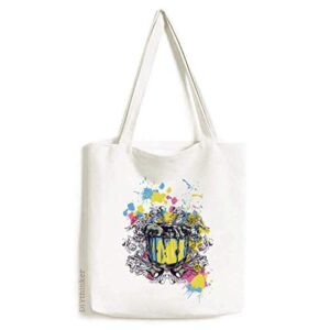 graffiti street barrel guitar hands pattern tote canvas bag shopping satchel casual handbag