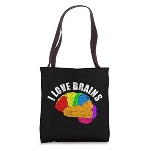 i love brains colorful funny neuro doctor neurologist gift tote bag