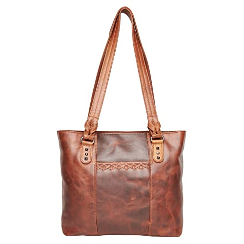 Lady Conceal Concealed Carry Peyton Leather Tote (Cognac)