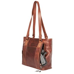 Lady Conceal Concealed Carry Peyton Leather Tote (Cognac)