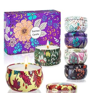 scented candles gifts for womem: soy wax 6 pack gift package lavender rosemary vanilla freesia jasmine rose natural for stress relief and aromatherapy candle sets for home birthday yoga