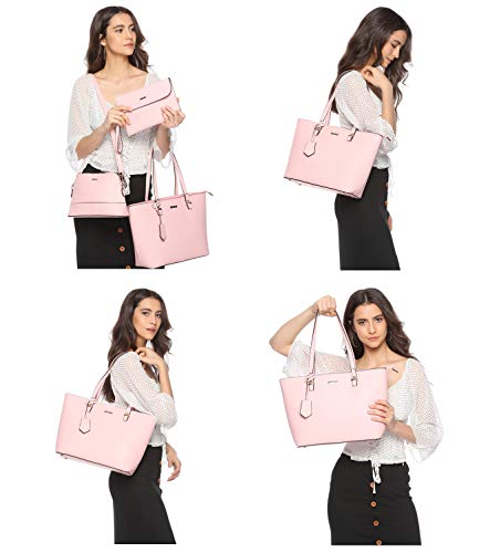 Women Fashion Synthetic Leather Handbags Tote Bag Shoulder Bag Top Handle Satchel Purse Wallet Set 4pcs