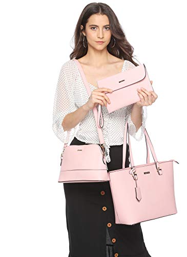 Women Fashion Synthetic Leather Handbags Tote Bag Shoulder Bag Top Handle Satchel Purse Wallet Set 4pcs