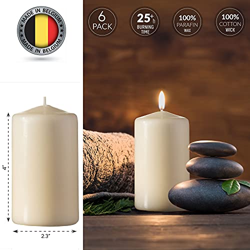 SPAAS Set of 6 Ivory Pillar Candles - 2.3x4 Inch Unscented Pillar Candles | Decorative Ivory Pillar Candles for Home Décor, Power Outage Emergency, Memorial, Vigil Ceremony, Weddings, and Parties