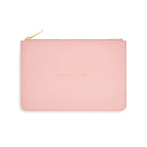 KATIE LOXTON Season To Sparkle Womens Medium Vegan Leather Sentiment Perfect Pouch Pale Pink