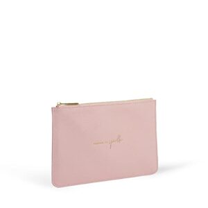 KATIE LOXTON Season To Sparkle Womens Medium Vegan Leather Sentiment Perfect Pouch Pale Pink