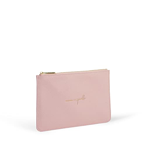 KATIE LOXTON Season To Sparkle Womens Medium Vegan Leather Sentiment Perfect Pouch Pale Pink