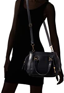 Fossil Women's Brooke Leather Satchel Purse Handbag, Black