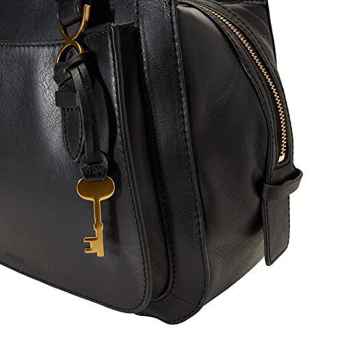 Fossil Women's Brooke Leather Satchel Purse Handbag, Black