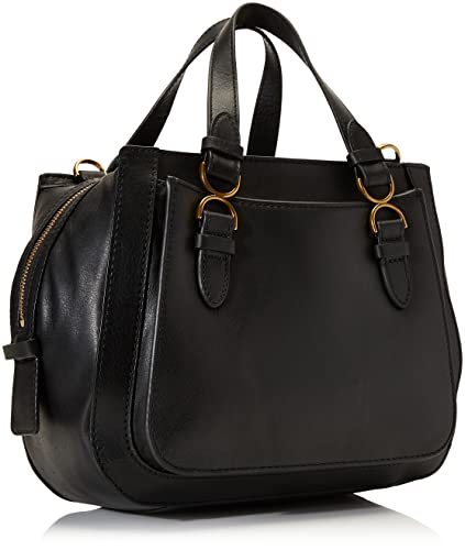 Fossil Women's Brooke Leather Satchel Purse Handbag, Black