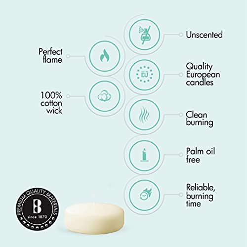 BOLSIUS Unscented Floating Candles - Pure Rich Creamy 3" Ivory, Set Of 12 - European Quality - Imbue Breathtaking Ambiance for Romantic Wedding Centerpieces, Decorations, Events, Pool, Holiday Parties