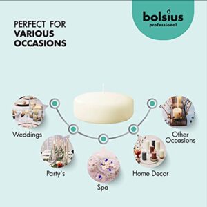 BOLSIUS Unscented Floating Candles - Pure Rich Creamy 3" Ivory, Set Of 12 - European Quality - Imbue Breathtaking Ambiance for Romantic Wedding Centerpieces, Decorations, Events, Pool, Holiday Parties