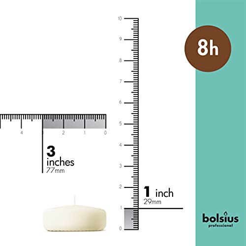 BOLSIUS Unscented Floating Candles - Pure Rich Creamy 3" Ivory, Set Of 12 - European Quality - Imbue Breathtaking Ambiance for Romantic Wedding Centerpieces, Decorations, Events, Pool, Holiday Parties