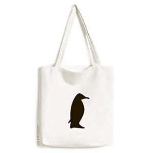 black penguin animal portrayal tote canvas bag shopping satchel casual handbag