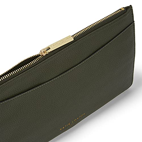 KATIE LOXTON Cara Womens Medium Vegan Leather Slip Pocket Clutch Handbag Pouch Khaki Green