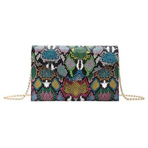 u scinan fashion women snakeskin envelope clutch bag ladies retro evening party prom chain handbag purse mother’s day gift (multicolor snakeskin)