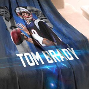 coolgood Blanket Flannel Tom-Brady-12-blue-light-california-cool- Soft Throws, 50" X 60"