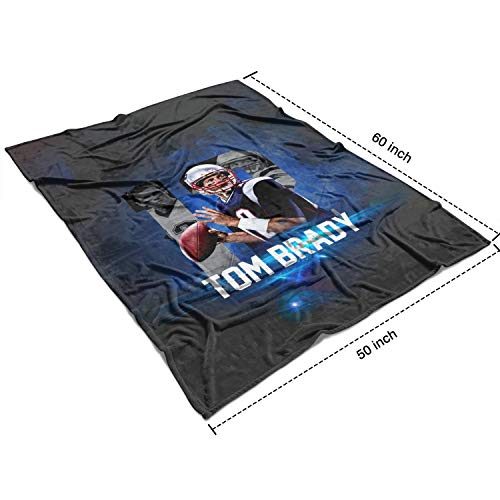 coolgood Blanket Flannel Tom-Brady-12-blue-light-california-cool- Soft Throws, 50" X 60"