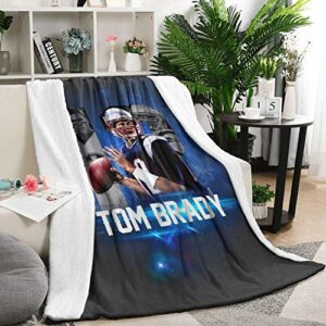 coolgood Blanket Flannel Tom-Brady-12-blue-light-california-cool- Soft Throws, 50" X 60"