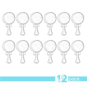 Hammont Baby Rattle Shaped Acrylic Candy Boxes - 12 Pack - 4.01"x1.88"x1.07" - Perfect for Weddings, Birthdays, Party Favors and Gifts | Designer Cute Clear Lucite Plastic Treat Containers