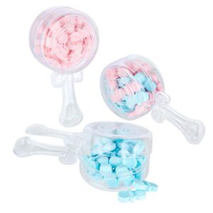 Hammont Baby Rattle Shaped Acrylic Candy Boxes - 12 Pack - 4.01"x1.88"x1.07" - Perfect for Weddings, Birthdays, Party Favors and Gifts | Designer Cute Clear Lucite Plastic Treat Containers