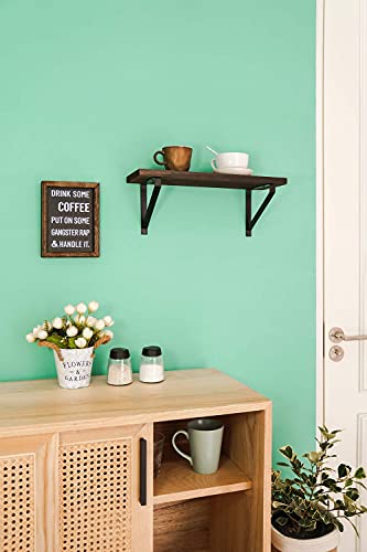 Mkono 1 Pcs Coffee Signs Decor Farmhouse Coffee Table Decor 2 Sides with Different Sayings Rustic Wood Coffee Sign, Office Home Bar Wall Table Decor