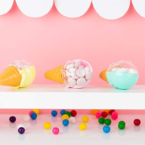 Hammont Ice Cream Shaped Acrylic Candy Boxes - 12 Pack - 2.36"x4.33" - Perfect for Weddings, Birthdays, Party Favors and Gifts | Designer Cute Clear Lucite Plastic Treat Containers