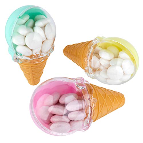 Hammont Ice Cream Shaped Acrylic Candy Boxes - 12 Pack - 2.36"x4.33" - Perfect for Weddings, Birthdays, Party Favors and Gifts | Designer Cute Clear Lucite Plastic Treat Containers