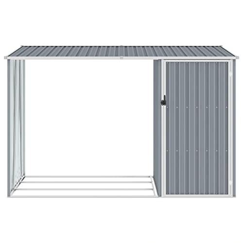 vidaXL Garden Firewood Shed Storage Building Tool Timber Log House Outdoor Backyard Furniture Equipment Organize Anthracite Galvanized Steel