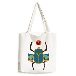 egypt red yellow blue beetle atonism tote canvas bag shopping satchel casual handbag