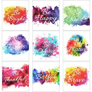 9 pieces inspirational poster art colorful abstract paint unframed inspirational posters for home office watercolor canvas print decoration