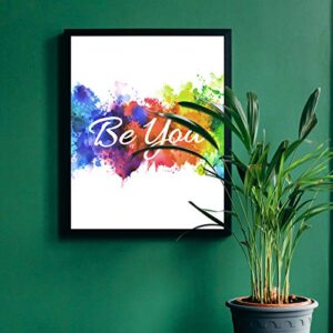 9 Pieces Inspirational Poster Art Colorful Abstract Paint Unframed Inspirational Posters for Home Office Watercolor Canvas Print Decoration