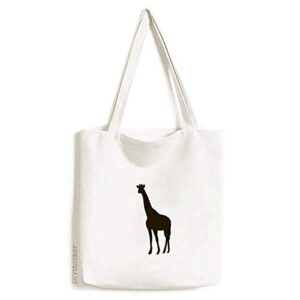 black ciraffe cute animal portrayal tote canvas bag shopping satchel casual handbag