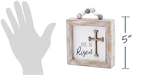 Collins Painting Framed Wooden Box Sign with Beaded Handle - Inspirational Wood Tabletop Decoration for Spring, Easter Home Decor (He is Risen)