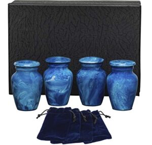 eternal harmony cremation urn for human ashes | memorial urn carefully handcrafted with elegant finishes to honor your loved one | adult urn large size with beautiful velvet bag (small, blue milo)